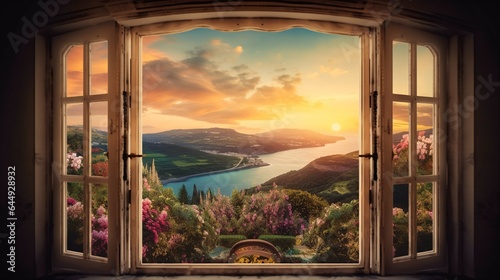 Photorealistic Window Scene Wallpaper, Your Portal to a Multicolored Wonderland