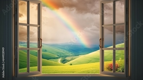 Photorealistic Window Scene Wallpaper  Your Portal to a Multicolored Wonderland