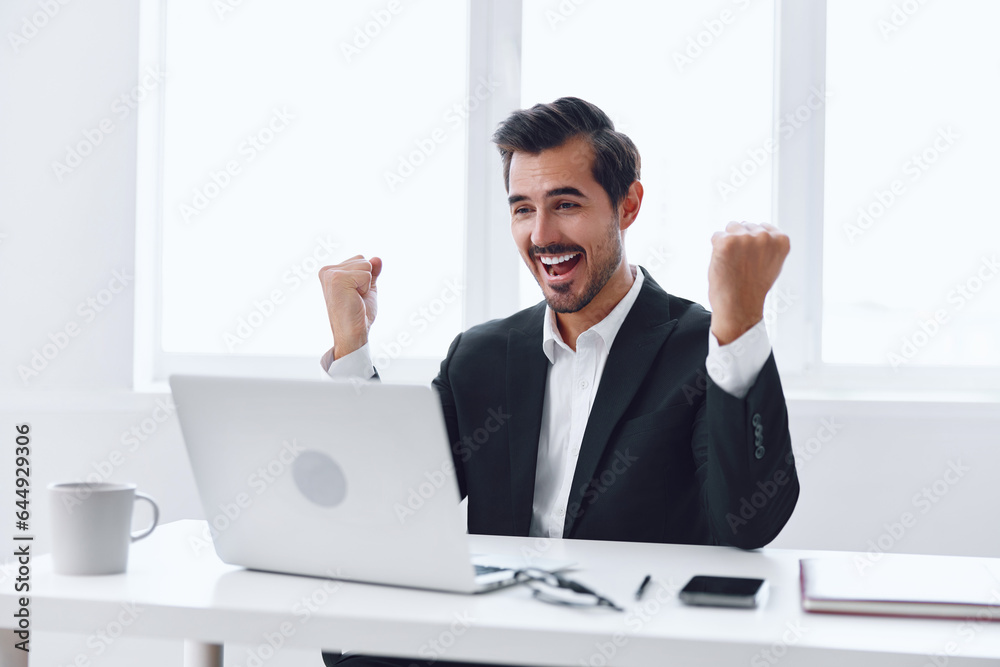 Man business winner laptop technology office businessman Man business winner laptop technology office businessman