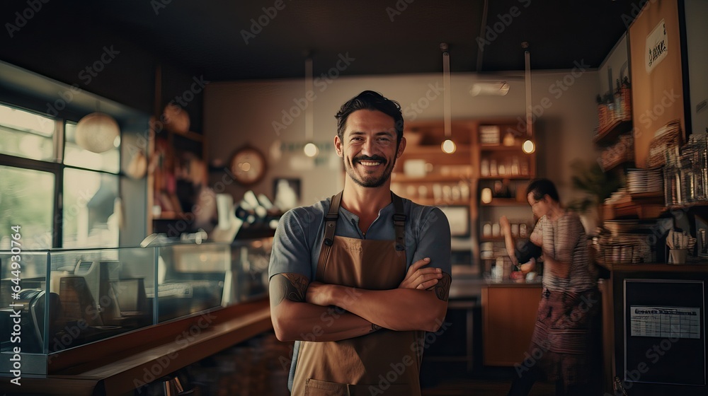 Portrait of a proud cafe shop owner