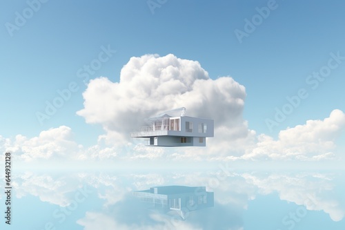 Home floating on clouds clear style. © jakapong