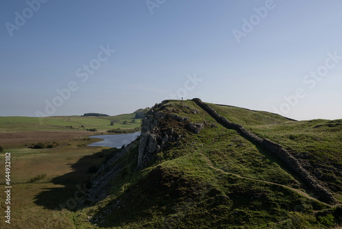 Hadrian's wall on a hill
