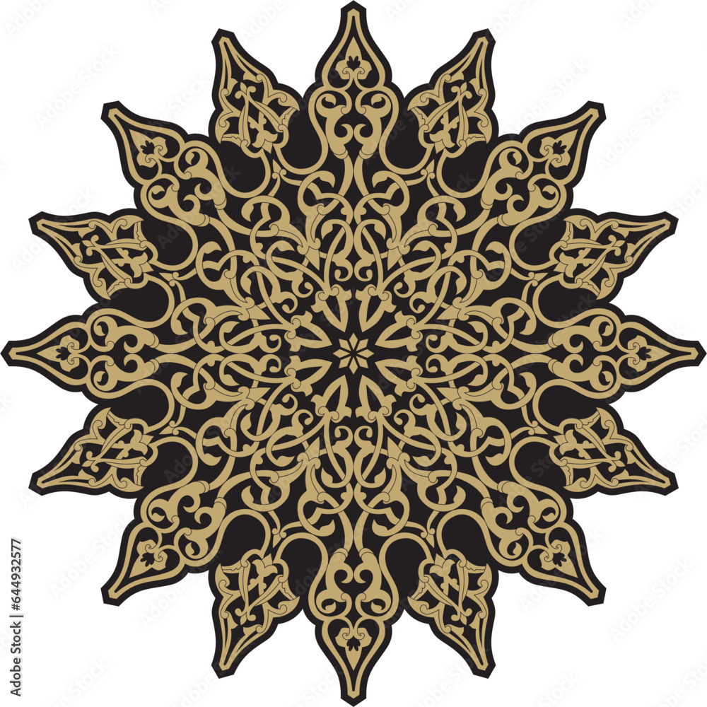 Vector golden and black round turkish ornament. Endless ottoman national circle. Vector golden and black round turkish ornament. Endless ottoman national circle.
