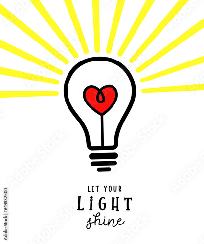 Let your light shine, christian lettering print design. Matthew 5:16 - Bible verse for t shirts design. Calligraphy hand drawn phrase isolated on white
