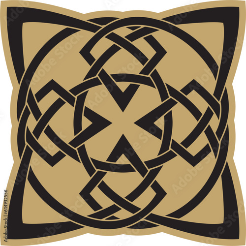 Vector gold and black Celtic knot. Ornament of ancient European peoples. The sign and symbol of the Irish, Scots, Britons, Franks.