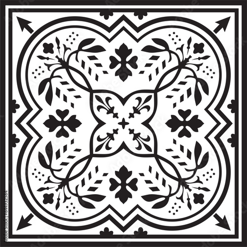 Vector monochrome square European ornament. Classic pattern of Ancient Greece  Roman Empire. Suitable for sandblasting  plotter and laser cutting.