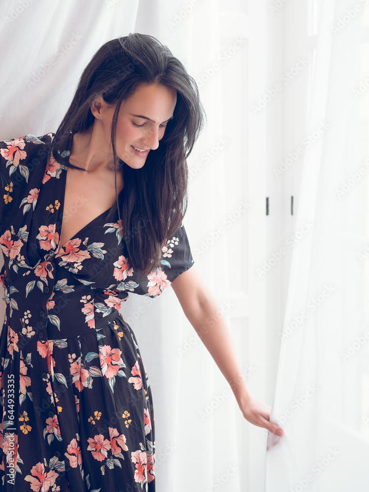 Attractive woman in stylish dress