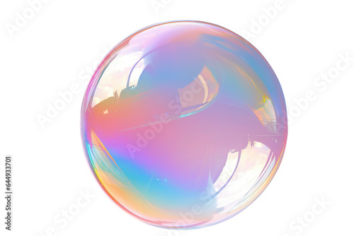 Iridescent soap bubble on multicolored