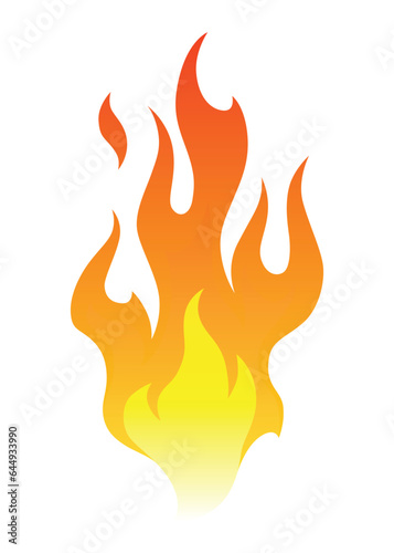 Fire flame icon. Cartoon heat wildfire or bonfire, burn power fiery. Power light energy silhouette. Campfire element in flat style. Isolated vector illustration