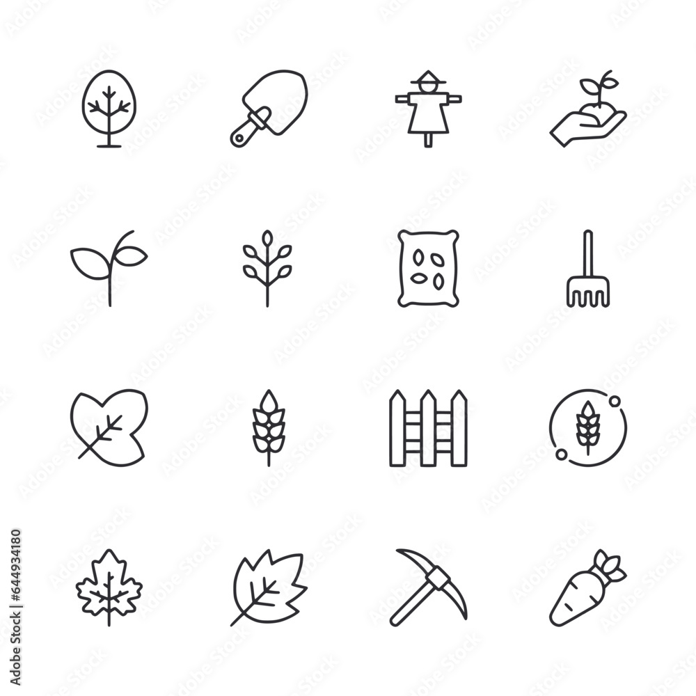 Set of Agriculture icon for web app simple line design