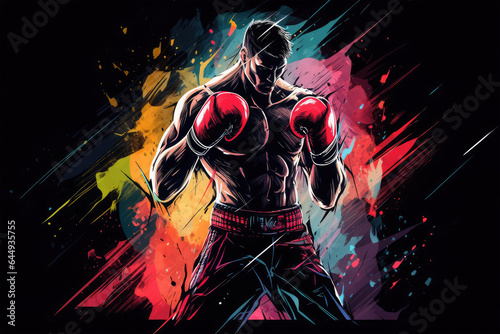 Boxing color splash on background