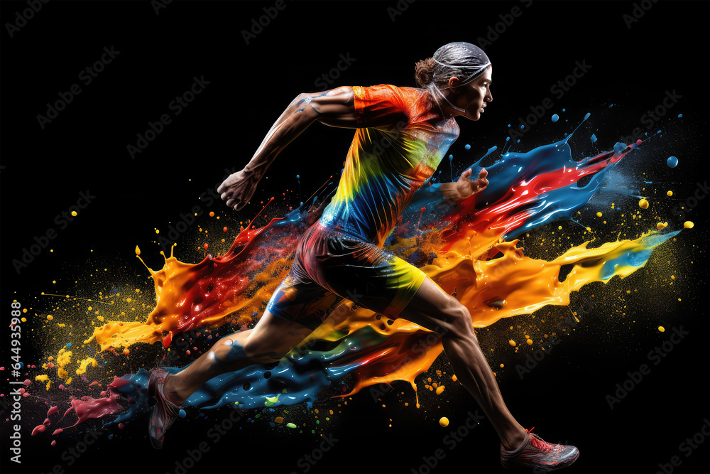 Fototapeta premium running color splash on background