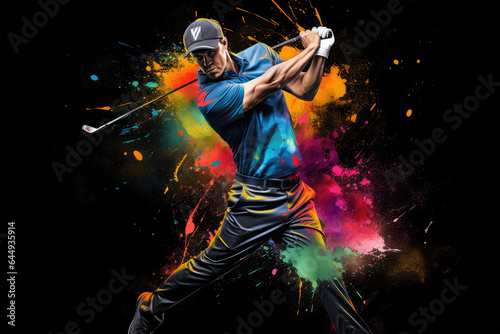 play golf color splash on background