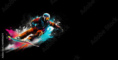 snowboarder color splash on background
