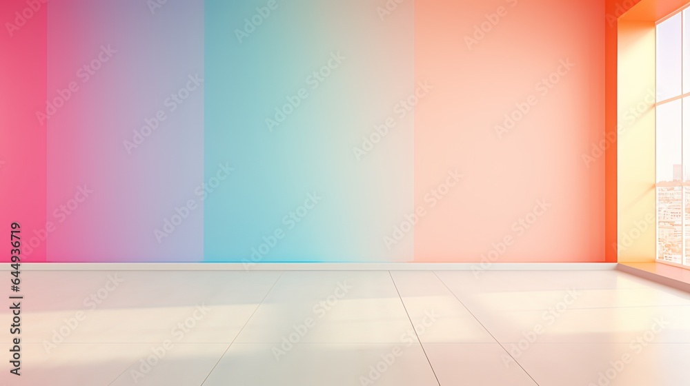 gradient wall painted in pastel tone color, empty room idea for creative interior backdrop, Generative Ai