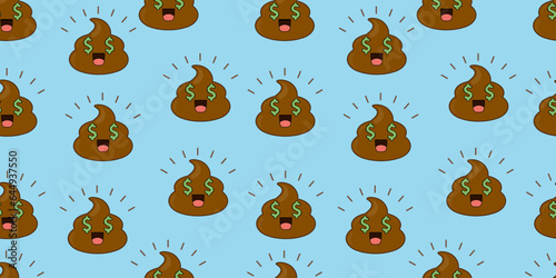 funny smile vector poop pattern for clothing design. 