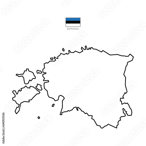 Estonia contour vector map with flag in color. Background map eps 10 photo