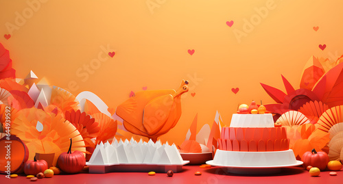 Thanksgiving celebration. Perfect for banner, card or advertising. Generative AI model, no place, person or character ever existed.