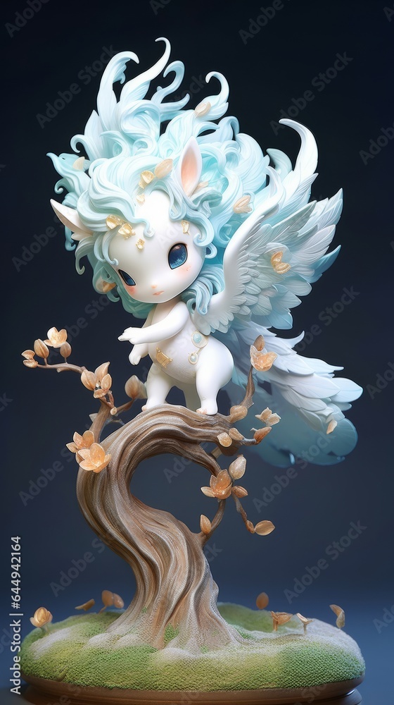 baby unicorn with wings. Generative AI