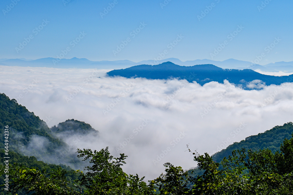 Mountain landscape with clouds and blue sky- Smoky Mountains NC, Appalachian Mountains 09