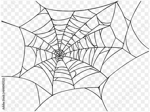 Spooky Halloween party background with spiderwebs. Use it for posters, brochures, or online ads. It's a transparent PNG with space for your text. vector