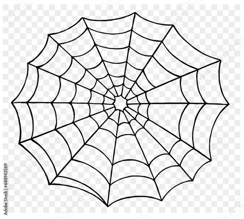 Spooky Halloween party background with spiderwebs. Use it for posters, brochures, or online ads. It's a transparent PNG with space for your text. vector