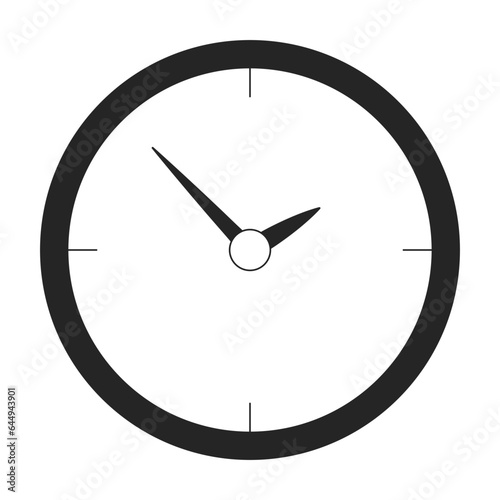 Clock flat monochrome isolated vector object. Showing time. Decorative watch on wall. Editable black and white line art drawing. Simple outline spot illustration for web graphic design