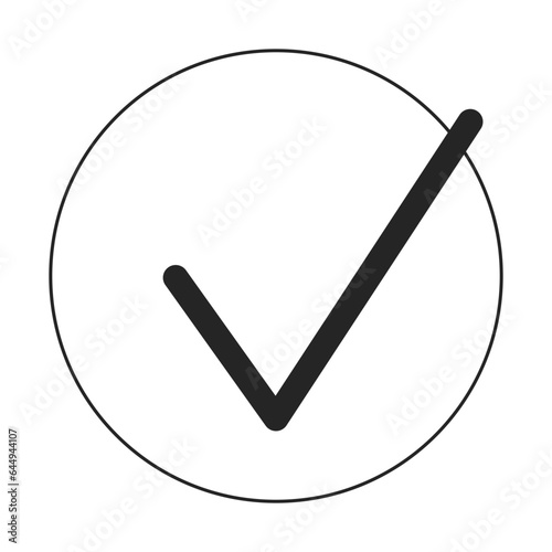 Bullet point check mark flat monochrome isolated vector object. Completed. Editable black and white line art drawing. Simple outline spot illustration for web graphic design