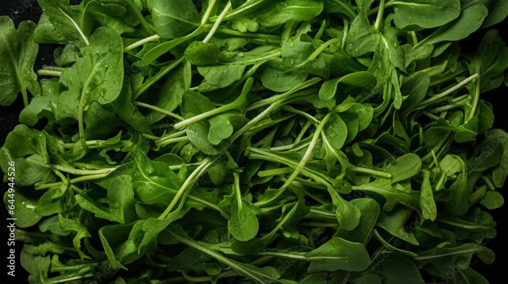 Lots of arugula. Top view of arugula. Vegetables. Agriculture. Lots of arugula. Top view of arugula. Vegetables. Agriculture.