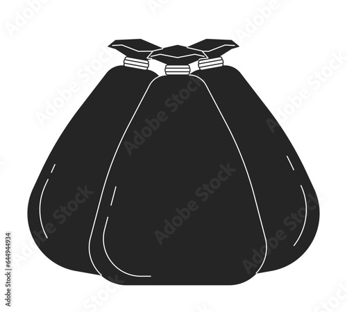 Rubbish bags flat monochrome isolated vector object. Waste. Editable black and white line art drawing. Simple outline spot illustration for web graphic design