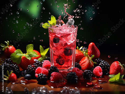 drink with berries photo