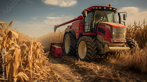 Combine harvester harvests ripe wheat. agriculture