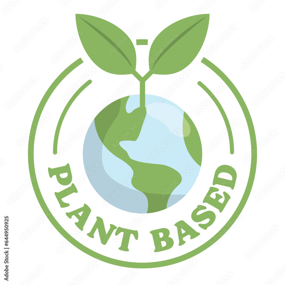 Plant based emblem. Vegan Eco friendly badge with plant icon. Plant based emblem. Vegan Eco friendly badge with plant icon.