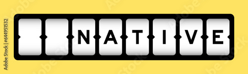 Black color in word native on slot banner with yellow color background