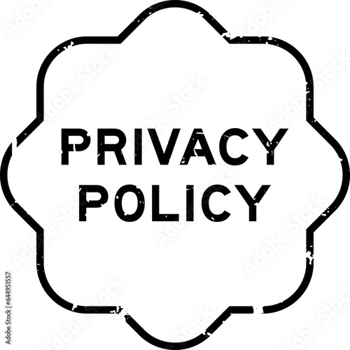 Grunge black privacy policy word rubber seal stamp on white background