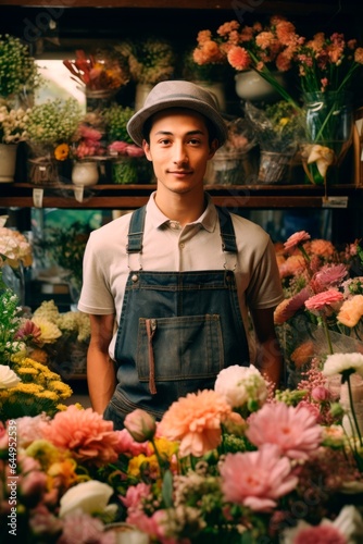 Young professional florist in a colorful flower store © XC Stock