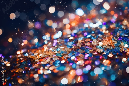 Burst of multi-colored glitter against a dark backdrop - Celebrating vibrant art - Confetti Background  Overlay - AI Generated