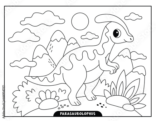 Parasaurolophus coloring pages for kids