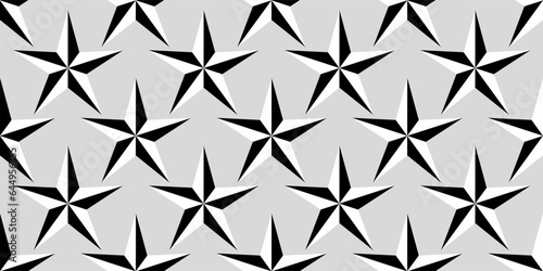 black white lone stars seamless pattern