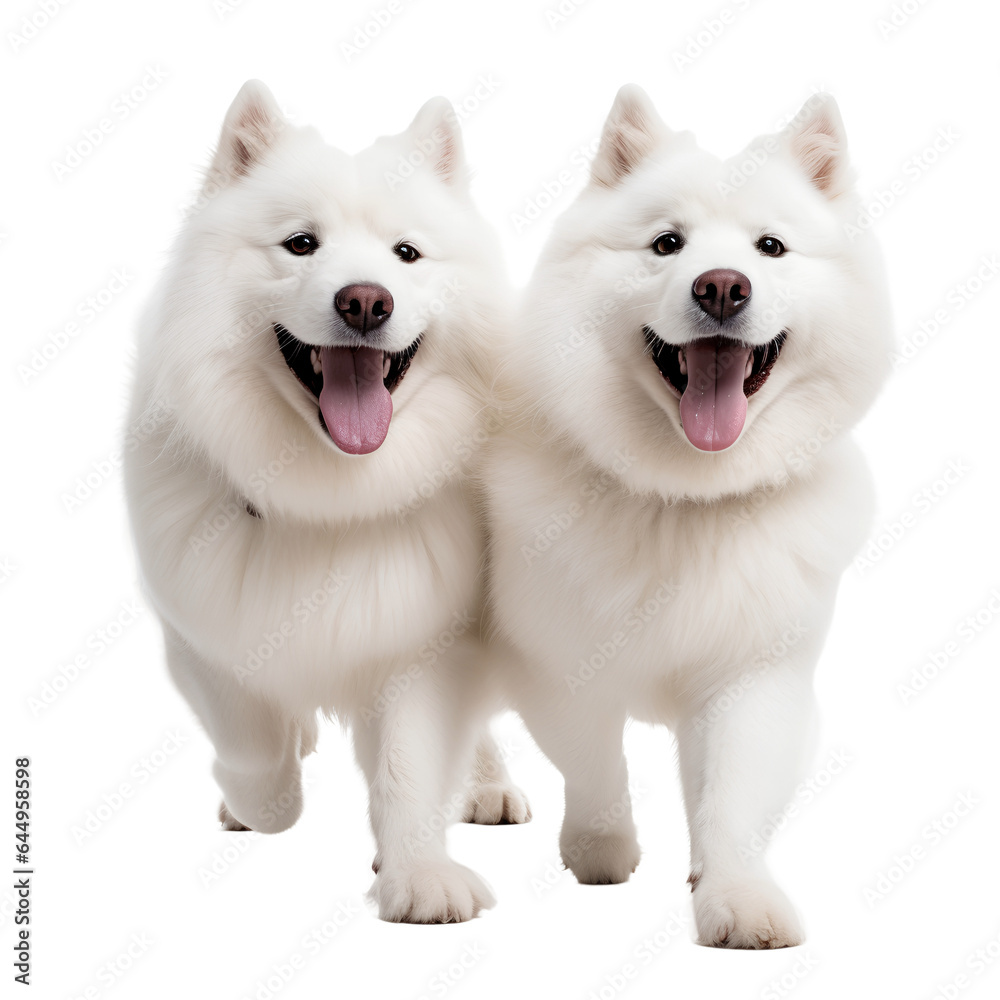 Fototapeta premium two samoyed dogs isolated