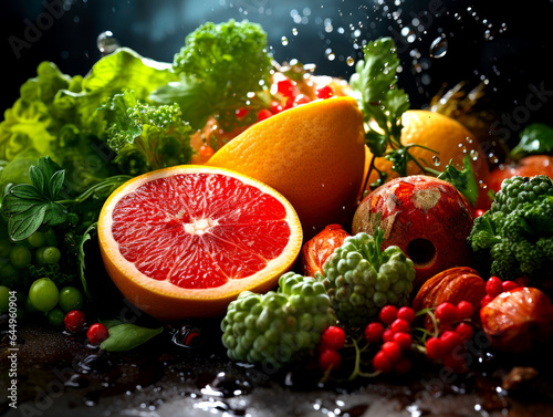 Assortment of fresh exotic fruits as background  top view. AI Generated