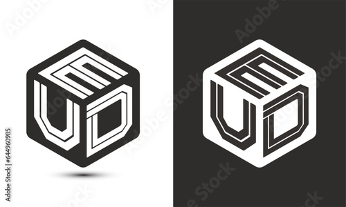 EUD letter logo design with illustrator cube logo, vector logo modern alphabet font overlap style. photo