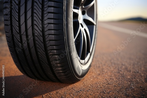 car wheel on the background of the road