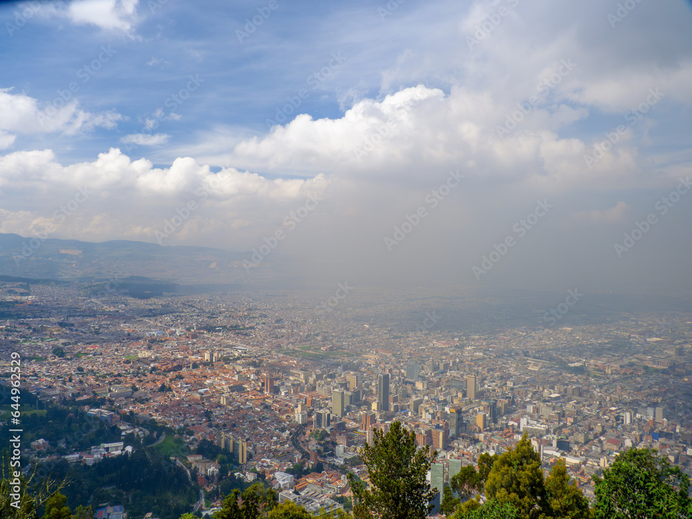 View to skyline of Bogota from mountain Monserrate