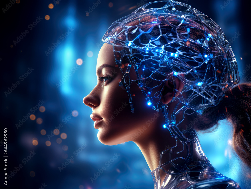 Human head and brain.Artificial Intelligence, AI Technology, thinking concept. Made with AI gereration