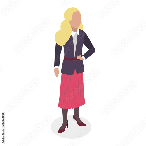 3D Isometric Flat Vector Set of People with 90s Outfit, Old School Fashion. Item 7