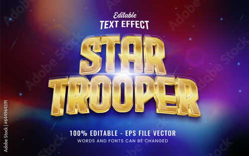 Star Trooper tittle 3d editable text effect style Free Vector. Galactic War theme style.