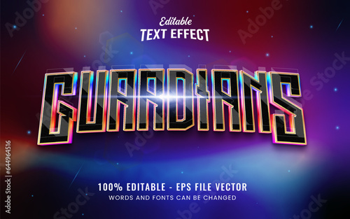 Guardians tittle 3d editable text effect style Free Vector. Galactic War theme style.