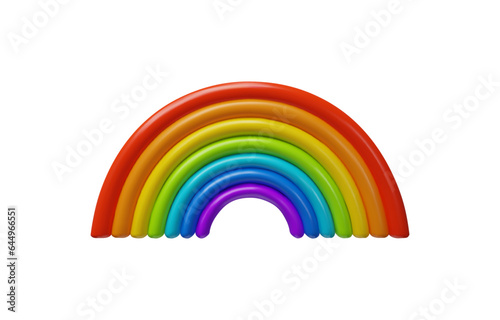 3d render Rainbow. Vector illustration of colorful arc in plastic style. Realistic weather bright symbol in the sky after rain. Decoration spectrum plasticine element.