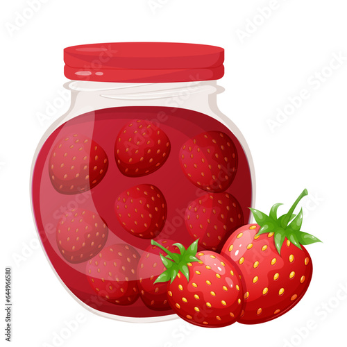 Strawberry jam in glass jar